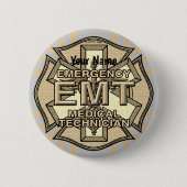 EMT Maltese Cross pin-knop Ronde Button 5,7 Cm (Voorkant)