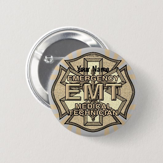 EMT Maltese Cross pin-knop Ronde Button 5,7 Cm (Voorkant /achterkant)