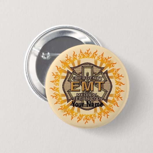 EMT Maltese kruispin Ronde Button 5,7 Cm (Voorkant /achterkant)