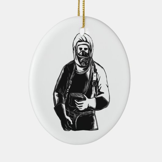 EMT met Hazmat Suit Scratchboard Keramisch Ornament (Rechts)