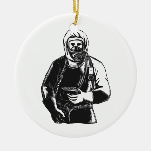 EMT met Hazmat Suit Scratchboard Keramisch Ornament (Voorkant)