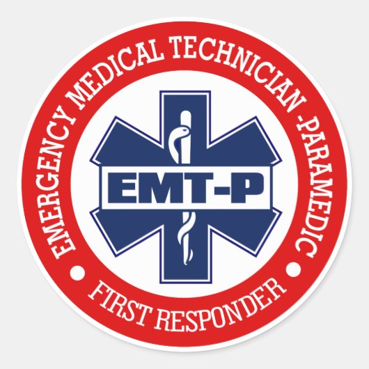 EMT-P (Emergency Medical Tech). -Paramedic) Ronde Sticker (Voorkant)