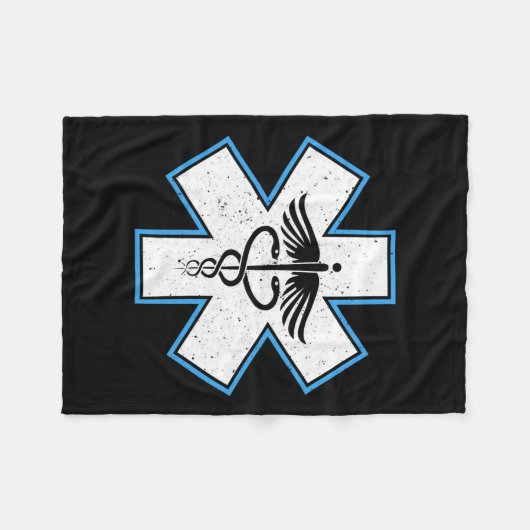 EMT Paramedic Star - Caduceus EMS First Responder Fleece Deken (Voorkant (Horizontaal))