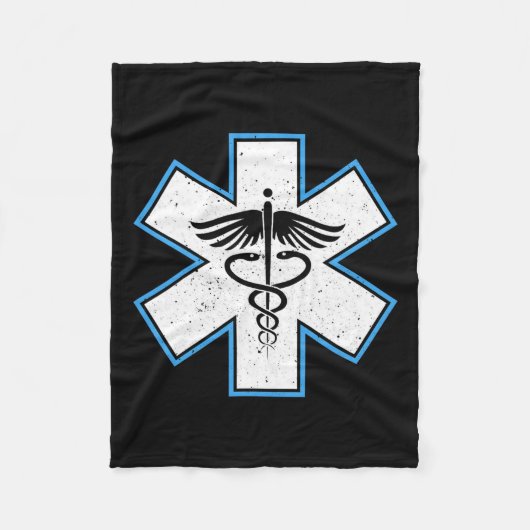 EMT Paramedic Star - Caduceus EMS First Responder Fleece Deken (Voorkant)
