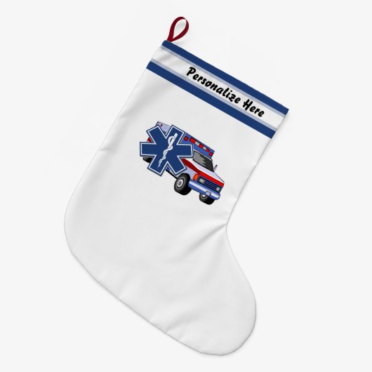 EMT Paramedische EMS Ambulance Grote Kerstsok (Voorkant (Hangend))