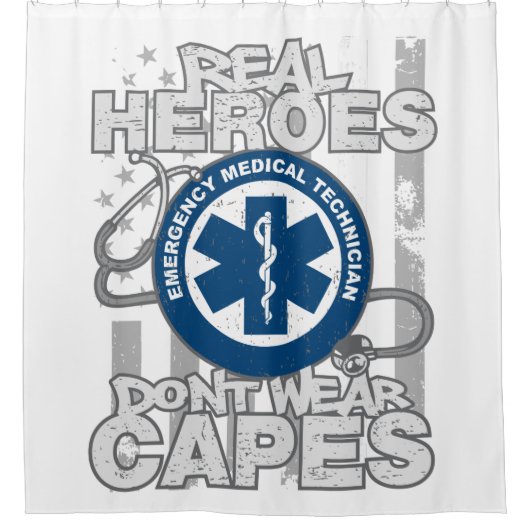 EMT Real Heroes Draag geen kapen Douchegordijn (Voorkant)