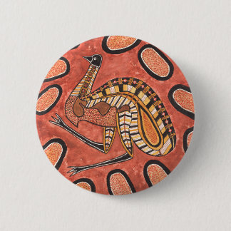 Emu Aboriginal kunst schilderij Ronde Button 5,7 Cm