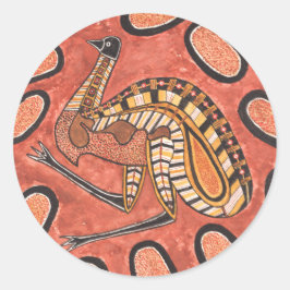 Emu Aboriginal kunst schilderij Ronde Sticker