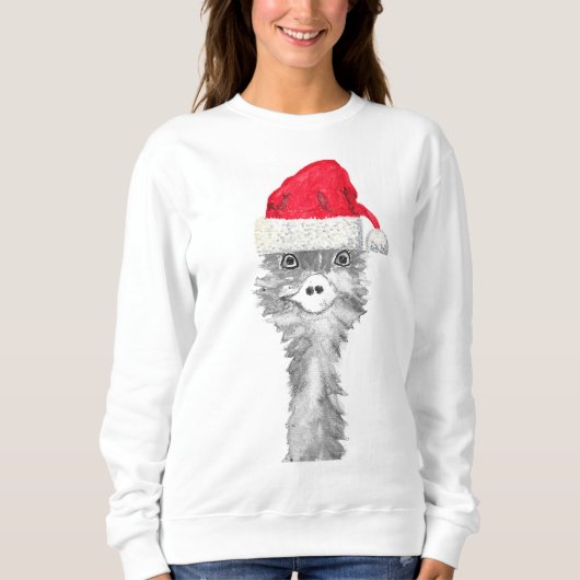 Emu Bird Funny Humor Ostrich Emo Animal Xmas Santa Trui (Voorkant)