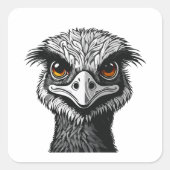 Emu bird head vierkante sticker (Voorkant)