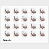 emu bird-Waterverf Ronde Sticker (Vel)