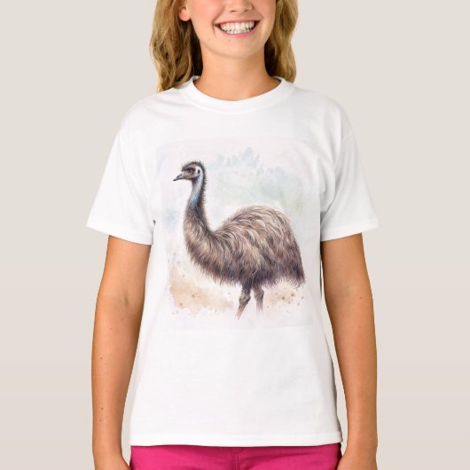 emu bird-Waterverf T-shirt (Voorkant)