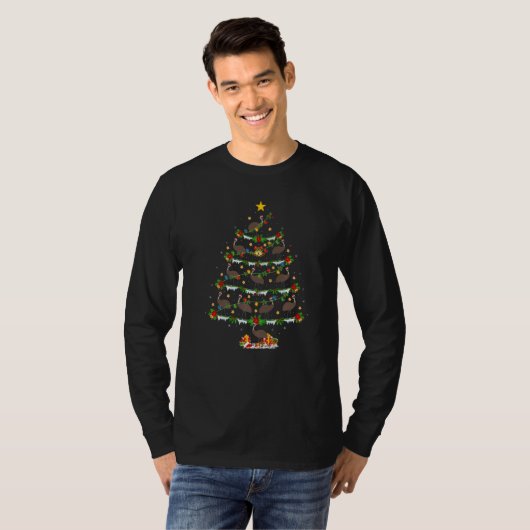 Emu Bird  Xmas Lights Emu Christmas Tree T-shirt (Voorkant volledig)