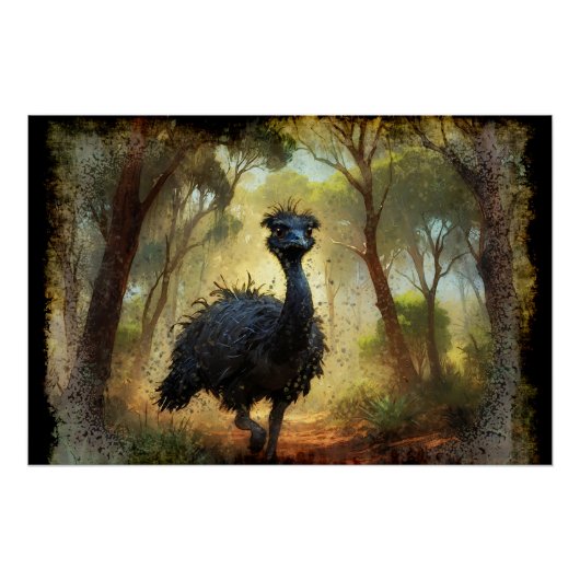 EMU en Australisch Outback Forest Perfect Poster (Voorkant)