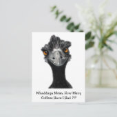 Emu: Funny, Humor: Te veel koffie: Kunst Briefkaart (Staand voorkant)