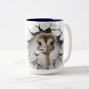 emu in een gebarsten muur tweekleurige koffiemok