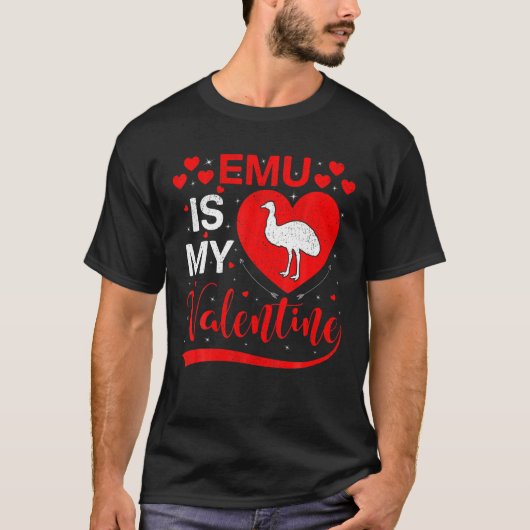 Emu is mijn Valentijn Funny Heart Emu Valentijnsda T-shirt (Voorkant)