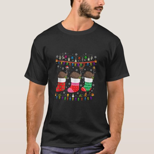 Emu Kerstmis Sokken Lelijke Kersttrui Pyjama T-shirt (Voorkant)