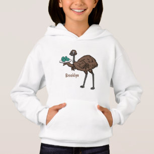 Emu met cartoon van eieren