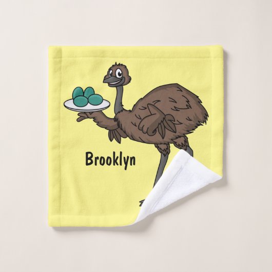 Emu met cartoon van eieren bad handdoek (Wasdoekje)