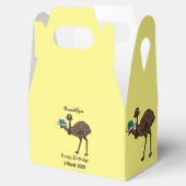 Emu met cartoon van eieren bedankdoosjes (Geopend)