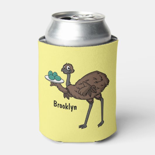 Emu met cartoon van eieren blikjeskoeler (Blikje Voorkant)