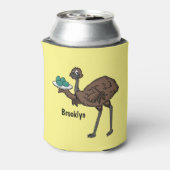 Emu met cartoon van eieren blikjeskoeler (Blikje Achterkant)