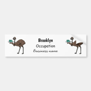Emu met cartoon van eieren bumpersticker