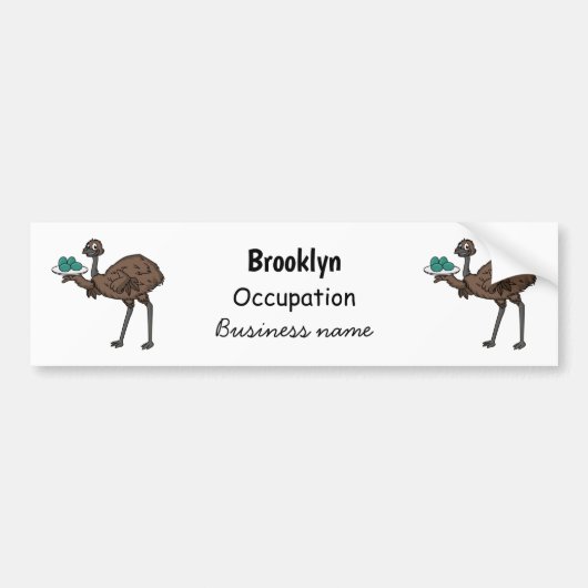 Emu met cartoon van eieren bumpersticker (Voorkant)
