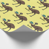 Emu met cartoon van eieren cadeaupapier (Hoek)