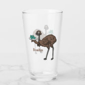 Emu met cartoon van eieren glas (Achterkant)