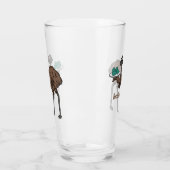 Emu met cartoon van eieren glas (Links)