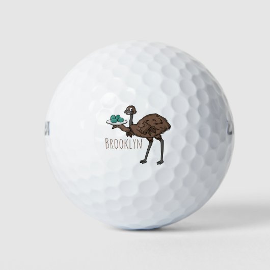 Emu met cartoon van eieren golfballen (Voorkant)