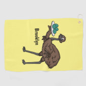 Emu met cartoon van eieren golfhanddoek (Horizontaal)