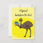 Emu met cartoon van eieren kaart (Achterkant)