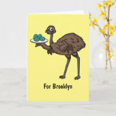 Emu met cartoon van eieren kaart (Gele Bloem)