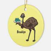 Emu met cartoon van eieren keramisch ornament (Links)