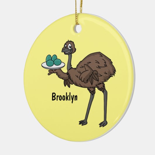 Emu met cartoon van eieren keramisch ornament (Links)