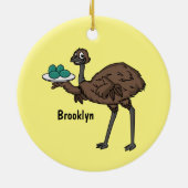 Emu met cartoon van eieren keramisch ornament (Achterkant)