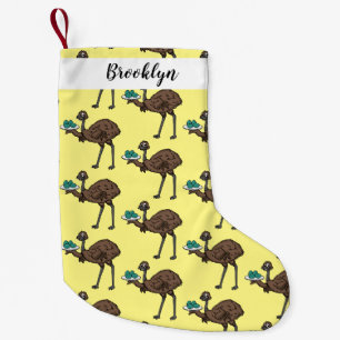 Emu met cartoon van eieren kleine kerstsok