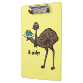 Emu met cartoon van eieren klembord (Links)