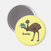 Emu met cartoon van eieren magneet (Voorkant / Achterkant)