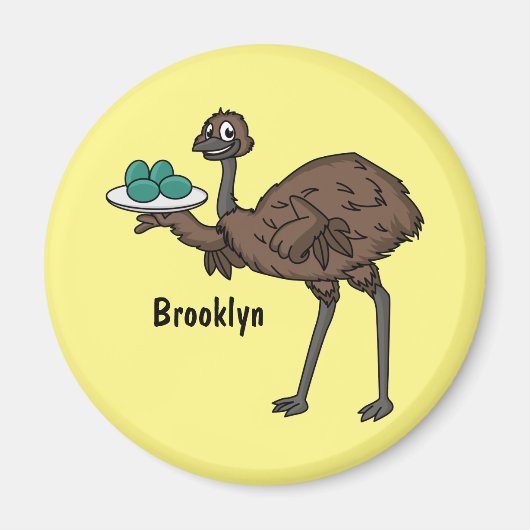 Emu met cartoon van eieren magneet (Voorkant)