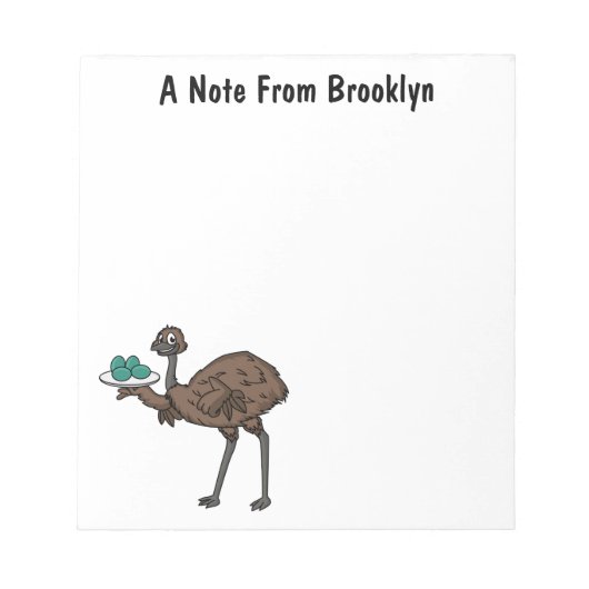 Emu met cartoon van eieren notitieblok (Voorkant)