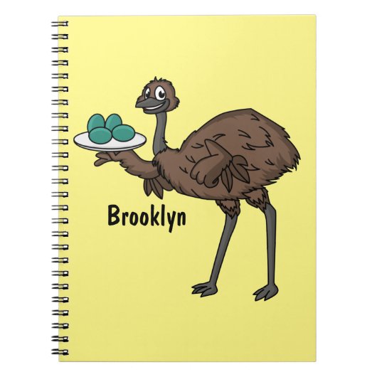 Emu met cartoon van eieren notitieboek (Voorkant)
