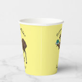 Emu met cartoon van eieren papieren bekers (Rechts)