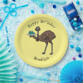 Emu met cartoon van eieren papieren bordje (Feest)