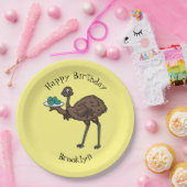 Emu met cartoon van eieren papieren bordje (Feest)
