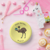 Emu met cartoon van eieren papieren kommen (Feest)