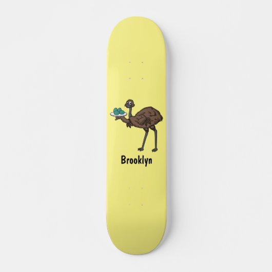 Emu met cartoon van eieren persoonlijk skateboard (Voorkant)